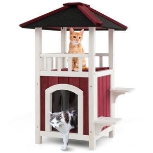 Cuccia per Gatti in Legno Massello 86 cm Rettangolare per Interni/Esterni, Arredamento per Animali Domestici Stile Classico Retrò per Razze Grandi, Stagioni Invernali e Autunnali - Product Image 3