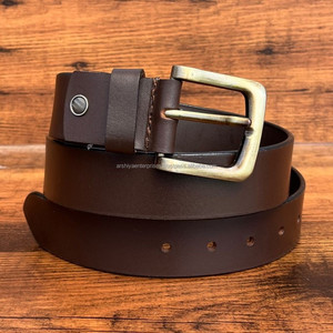 Cinturón informal de moda para hombre marrón cuero genuino 2024 piel de vaca de capa superior de alta calidad 100% al por mayor para vaqueros con hebillas de anillo en D - Product Image 3