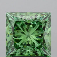 Diamant vert fantaisie de taille princesse, cultivé en laboratoire, de forme carrée, pour la création de bijoux