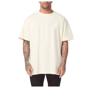 T-shirt à manches courtes col rond surdimensionné pour homme, noir uni, style décontracté, 100% coton jersey tricoté - Product Image 2