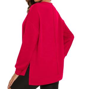 Vente en gros sweat-shirt d'hiver en molleton uni pour femmes vêtements de ville décontractés figurines d'épaule respirantes sweats à capuche écologiques tricotés - Product Image 5