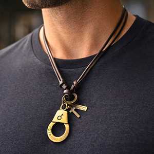 Freedom Cuff Titanium Steel Pendant with Adjustable Leather <b>Rope</b> for Men - Product Image 1