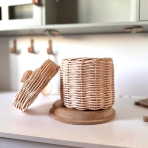 Panier de rangement en rotin tressé à la main pour jouets d'enfants avec couvercle, pot en rotin naturel pour cuisine de jeu, cadeaux, vente en gros - Product Image 1