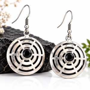 Boucles d'oreilles pendantes tribales en argent et zircon noir pour femme, haute qualité, meilleur prix, pierre précieuse indienne, pierre de naissance, pour fêtes et occasions, vente en gros - Product Image 1