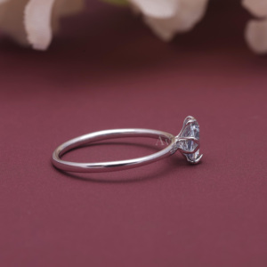 Anillo de Diamante Cultivado en Laboratorio con Certificado IGI, Oro Blanco/Rosa y Amarillo de 18K, Corte Pera Azul, Anillo de Compromiso Solitario para Mujer - Product Image 2