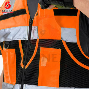 Safety Vest Reflective High Visibility Warning Waistcoat Polyester Workwear for Road <b>Running</b> Traffic Use - Product Image 2