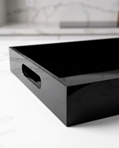 Elegante Bandeja de Servicio de Acrílico Negro con Asa de Metal, Estilo Animal, Solución de Servicio Elegante y Duradera para Decoración del Hogar y Entretenimiento - Product Image 4