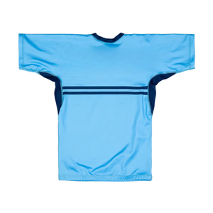 Light Blue Short Sleeve Rash Guard Quick Dry Polyester <b>Swim</b> <b>Shirt</b> Adult Unisex Sport Top Color Blocked Design - Product Image 1