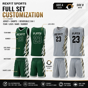 Conjunto de Uniforme de Baloncesto Rexfit Sports, Sublimado, Cuello en V, Sin Mangas, Reversible 2 en 1, Unisex para Adultos - Product Image 5