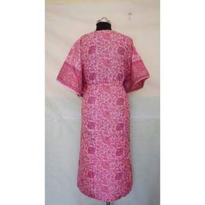 OEM Pink Paisley Print Maxi <b>Kaftan</b> With V-Neck Batwing Sleeves Drawstring Twist Detail <b>Cover</b>-<b>Up</b> Loose Fit Women's Beachwear - Product Image 4