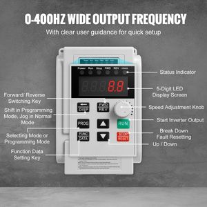 Inverter VFD 5HP 4KW 18A Monofase 220V 240V Ingresso Trifase 220V 240V Uscita 0-400Hz Controllo Velocità Motore AC a Frequenza Variabile - Product Image 3