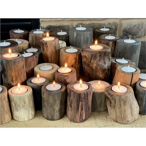 Handmade Natural Wood Log Candle Jar Luxury Rustic <b>Tealight</b> <b>Holder</b> Nordic Table Centerpiece Christmas Wedding Decor Candle Jar - Product Image 2