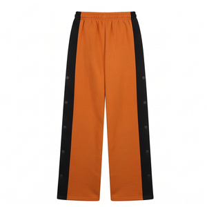 Side Button Wide Leg Sweatpants Side Stripes <b>Elastic</b> <b>Waist</b> Side Button <b>Trouser</b> Loose Fit Puff Printed Sweat Pants Women <b>Men</b> - Product Image 6