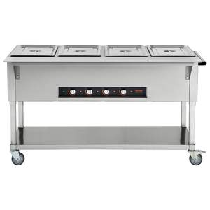 Scaldabagno commerciale a 4 padelle da tavolo a vapore elettrico da 2000W Buffet professionale per alimenti in acciaio inox 4 ruote - Product Image 1