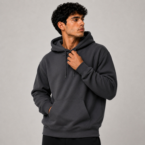 Sweat à capuche zippé personnalisé avec logo, 100 % coton épais, coupe ample et courte, épaules tombantes, pour hommes - Product Image 6