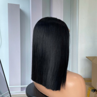 Perruque de couleur noir de jais de 14 pouces avec fermeture 2x6 Super Double Drawn Hair Qualité Vietnamienne de haute qualité