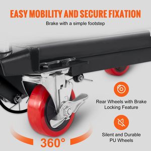 Carrello Elevatore Idraulico Manuale a Forbice Singola, Capacità 227 kg, Altezza di Sollevamento 72,4 cm, 4 Ruote Antiscivolo in PA per Carico Merci - Product Image 4