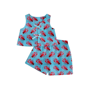 Conjunto de Ropa de Verano para Bebés Niñas en Oferta: Top sin Mangas con Cuello de Encaje y Pantalones Cortos - Product Image 1