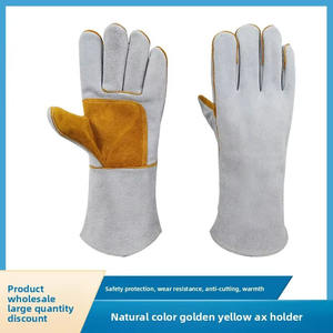 Gants de soudage en cuir de vachette pleine fleur résistants à la chaleur de l'argon pour la sécurité au travail (vente en gros) - Product Image 3