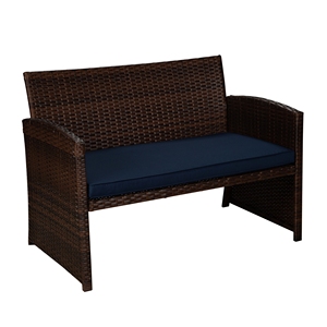 Ensemble de salon de jardin en osier pour l'extérieur, mobilier de conversation pour patio, sièges tressés en corde avec coussins et table basse - Product Image 2
