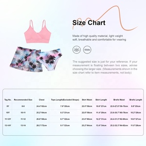 Costume da Bagno per Ragazze 9-14 Anni, Bikini Imbottito 3 Pezzi con Gonna, Tankini da Spiaggia e Surf per Adolescenti - Product Image 6