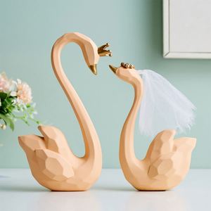 <b>Nordic</b> Modern Wedding Couple <b>Swan</b> Statue Figurine Resin Decoration Home Decoration Accessories Room Living Room Decoration - Product Image 2