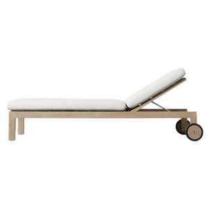 Chaise longue contemporaine en teck avec roulettes, dossier réglable, minimaliste, pour extérieur, piscine, mobilier de resort - Product Image 4