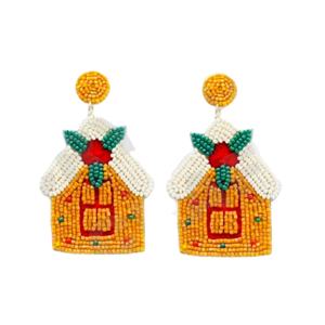 Boucles d'oreilles pendantes de noël festives nouveauté perles faites à la main transfrontalières or à la mode créative pour les fêtes Style chrétien - Product Image 1