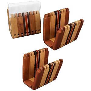 Porta servilletas rectangular de madera, tamaño mediano, material de madera maciza, acabado marrón liso. - Product Image 4