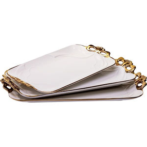 Plateau de service rectangulaire en métal argenté pour snacks et biscuits, idéal pour la maison et l'hôtel – Prix promotionnels - Product Image 3