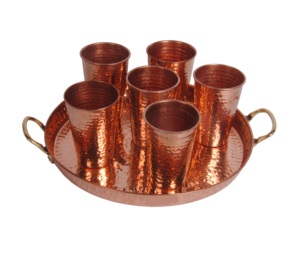 Most popular Handmade Hammered Design Copper Serving <b>Tray</b> Stainless Steel Dishwasher Safe <b>Kitchen</b> Organizer <b>Tray</b> - Product Image 1