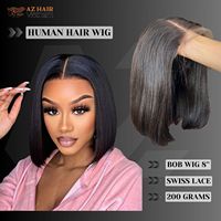 Perruque Bob Courte Droite Couleur Naturelle en Cheveux Vietnamiens Bruts Tendance, Perruque Frontale en Dentelle Faite de Cheveux Humains