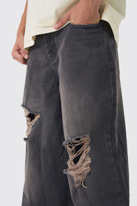 Jean baggy ample pour homme, personnalisé par le fabricant, de haute qualité, coupe large, style streetwear, grandes tailles, délavé - Product Image 4