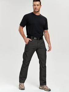 Men's <b>Black</b> Workwear <b>Pants</b> Multiple Pockets Elastic Waist Quick Dry Canvas Fabric Straight Fit for <b>Work</b> - Product Image 4