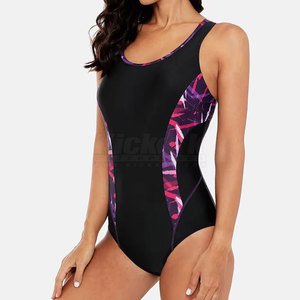 Maillot de bain une pièce pour femme, coupe classique, avec tissu respirant à séchage rapide, logo sur le devant, idéal pour les séances de natation actives - Product Image 3