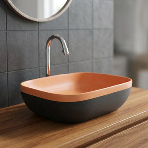 Vasque carrée en céramique bleue haut de gamme, design moderne et artistique, à poser sur comptoir pour salle de bain - Product Image 2
