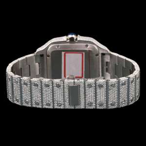Montre numérique de luxe avec diamant moissanite carré, cadran de 46 mm, mouvement ETA, bracelet en cuir de 20 mm - Product Image 5