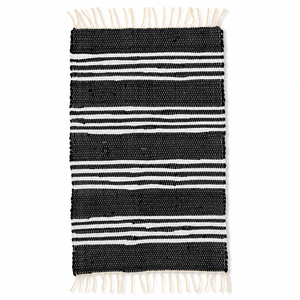 Black White Cotton <b>Throw</b> <b>Knitted</b> Striped Soft Eco-Friendly Blanket Fringe Rug for Living Room Office Home - Product Image 1