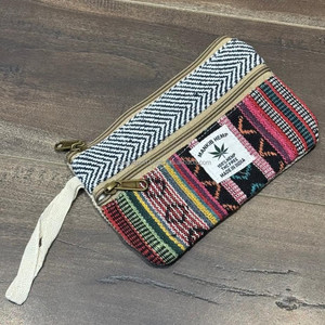 Portefeuille durable en chanvre fait main Pochette écologique à fermeture éclair à motif de chevron pour argent et pièces de monnaie Petit mini portefeuille avec dragonnes - Product Image 2