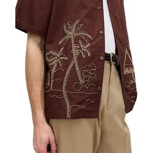 Premium Relaxed Fit Embroidered Half Sleeve Shirt for Men Comfortable Cotton <b>Blend</b> Casual Beachwear Shirt - Product Image 2