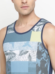 Camiseta sin mangas con estampado de patchwork para hombre, cuello redondo, informal, transpirable, ligera, de poliéster, para deporte. - Product Image 6