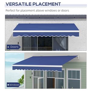 Toldo de Patio con Marco de Aluminio, 13x8 Pies, Retráctil, Resistente a los Rayos UV, con Manivela, Protección Solar, Resistente al Viento, Plegable, Azul Medianoche, para Terrazas - Product Image 6