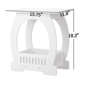 Comodino Moderno con Design ad Arco per Interni ed Esterni, Tavolino Bianco con Vano Portaoggetti per Spazi Ristretti - Product Image 2