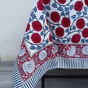 Unique Simple Floral Hand Block Printed Indian Cotton Eco-Friendly Durable <b>Table</b> <b>Cover</b> for <b>Table</b> Styling Jaipuri - Product Image 5