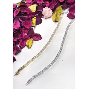 Classic Women's Fashion Tennis <b>Bracelet</b> <b>Crystal</b> Rhinestone Channel Setting Gold Plated Alloy Wedding Party Wear - Product Image 1