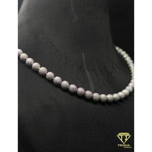 Collar de cadena de bolas con diamantes cultivados en laboratorio VVS de primera calidad, plata de ley 925, estilo hip hop, joyería de lujo de Trisha. - Product Image 5