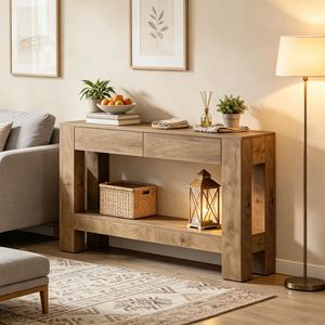 Consolle Moderna di Lusso con Vano Portaoggetti e Piano in Pietra Rustica per Soggiorno, Ingresso, Appartamento o Arredamento Alberghiero - Product Image 6