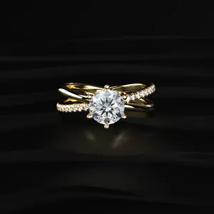 Fashion Jewelry With IGI Certified Crisscross Band Wedding Diamond <b>Ring</b> White For Women Buy Direct From <b>Indian</b> Trusted Supplier - Product Image 1