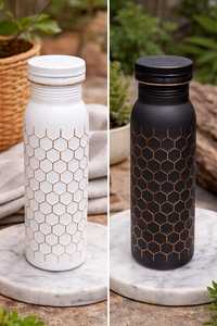 ขวดน้ำทองแดงพรีเมียมพร้อมฝาปิดลายหกเหลี่ยม ขวดน้ำทองแดงแท้ทำมือแบบอายุรเวท ขวดน้ำดื่มพร้อมโลโก้สั่งทำ ของขวัญนำกลับมาใช้ใหม่ได้ - Product Image 3