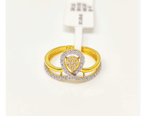 Exquisito Anillo de Oro Amarillo Sólido de 22K con Forma de Lágrima Infinita, Anillo de Compromiso y Boda con Circonita Cúbica, Joyería Fina - Product Image 2